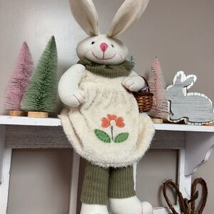 Plush Bunny Doll with Flower Apron shelf sitter